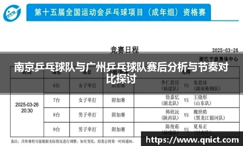 南京乒乓球队与广州乒乓球队赛后分析与节奏对比探讨